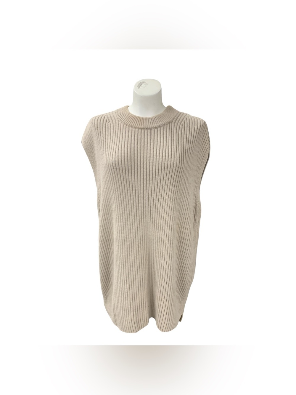 H&M Sleeveless Ribbed Tunic - Neutral Beige Size M